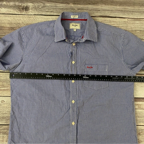 Aca Joe Mens XL Button Down Muscle Shirt Blue Gingham Long Sleeve. - Picture 4 of 6